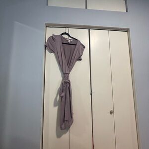 Diane Von Furstenberg Dusty Lavender Wrap Wool Dress with Tie